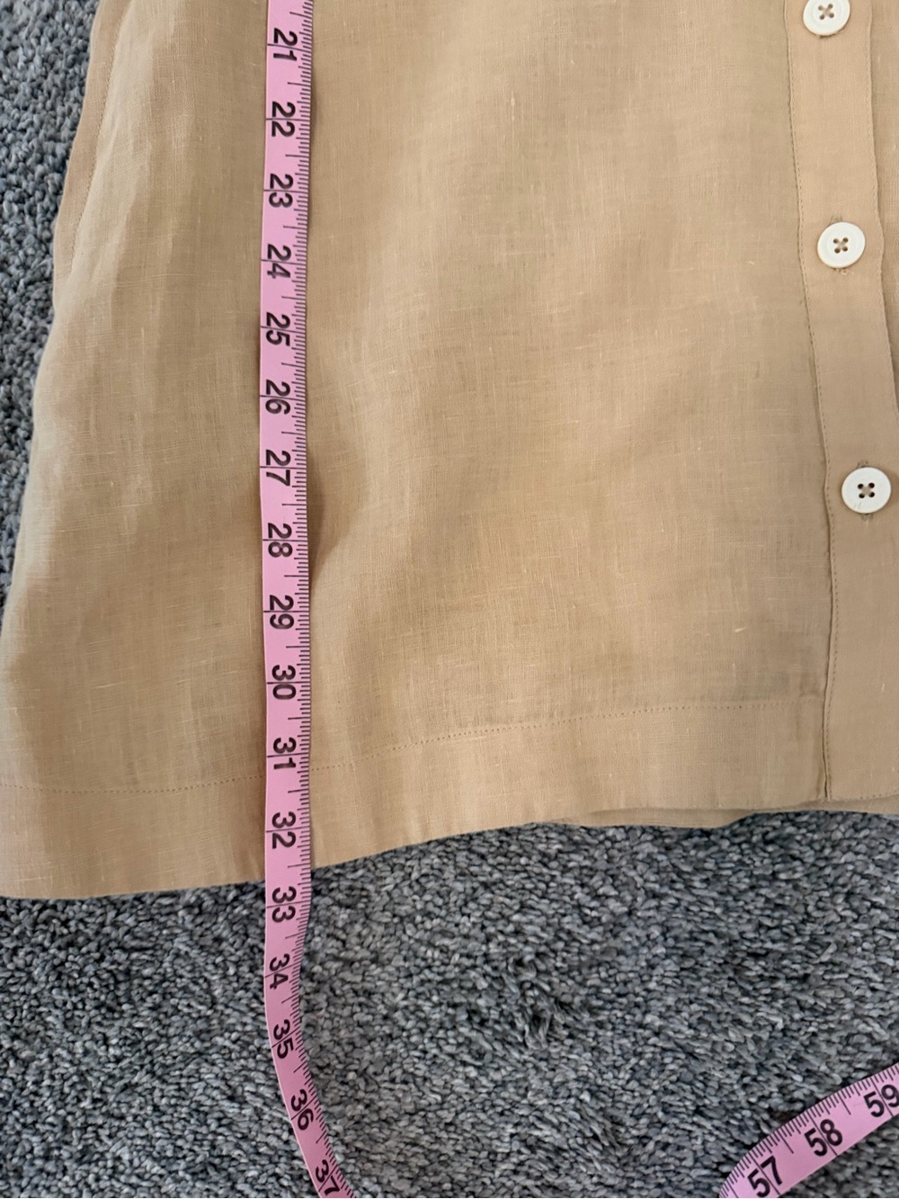 Free People Beige Short Sleeve Button-Front Mini Dress. - Picture 10 of 10